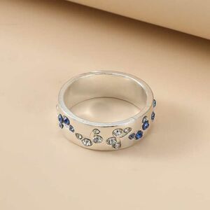 NEW Women's Set of 4 (FOUR) Rings Silver Blue White Size 9 Sparkling BUTTERFLIES